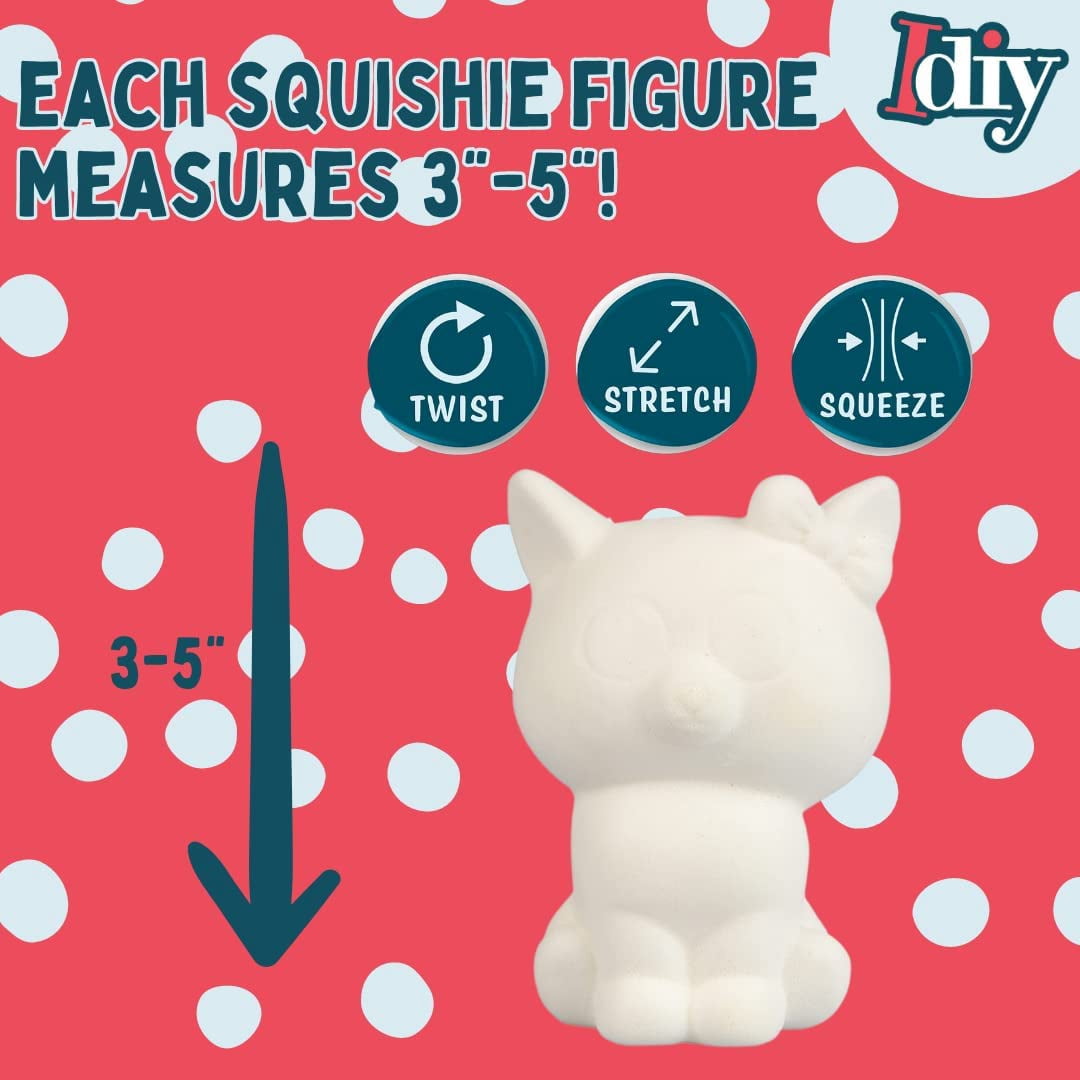 DIY Jumbo Blank Slow-Rising Animal Squishies - 12 Different 3-5" Designs - White Kawaii Squishy Toys for Drawing, Painting, Decorating - Soft & Scented Stress Relief Craft