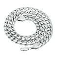thumbnail image 4 of Men's 9.3mm Chunky Rhodium Plated Flat Cuban Link Curb Chain Necklace, 24 inches, 4 of 7