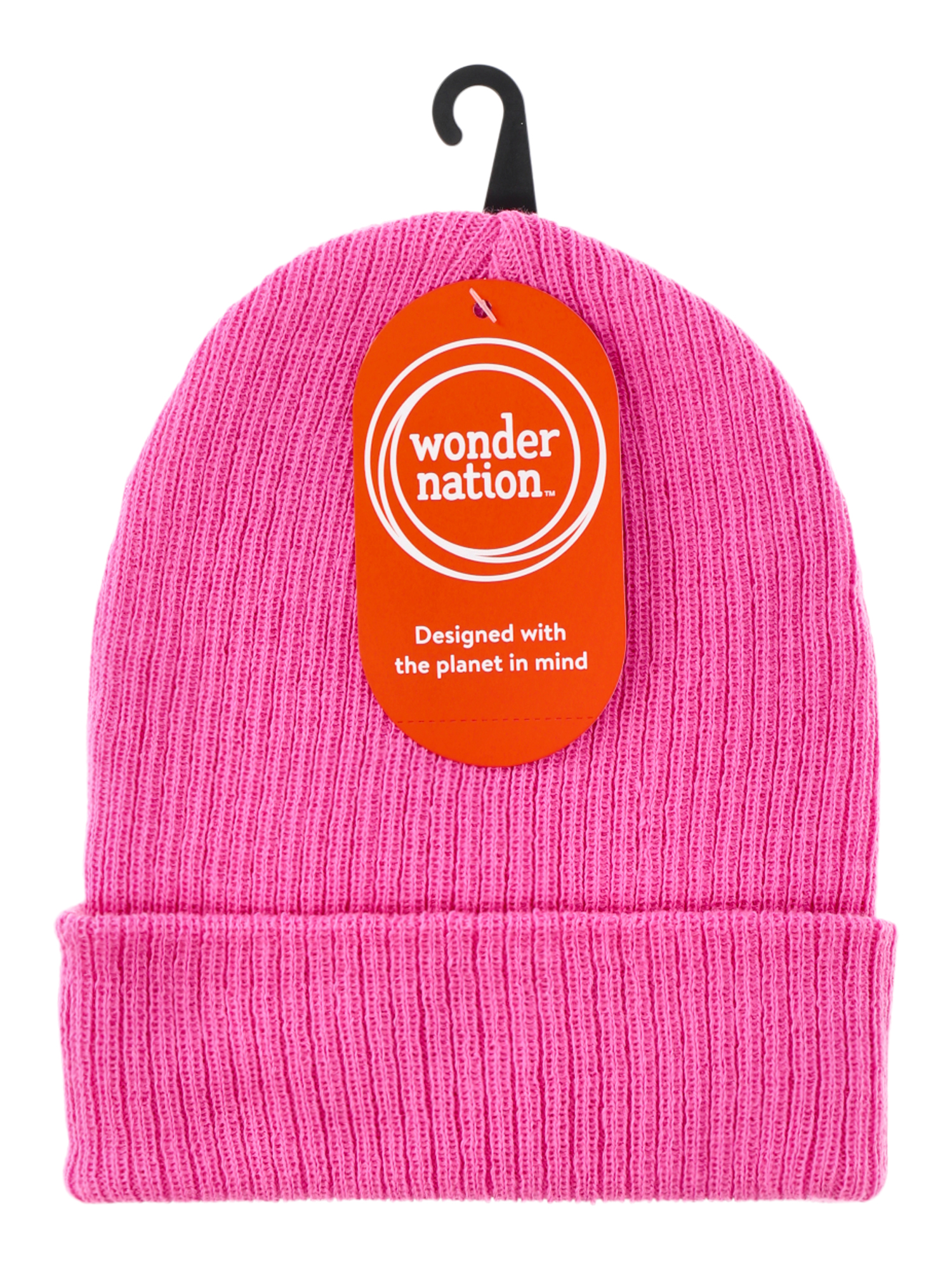 Wonder Nation Girls’ Ribbed Beanie Hat, Pink Confection