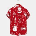 thumbnail image 5 of KeShDi Mens T-Shirts Christmas Men Casual Fashion Turndown Collar Printing Short Sleeve Button Shirt Blouse Red XL, 5 of 5
