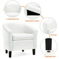 Easyfashion Faux Leather Barrel Accent Chair, White