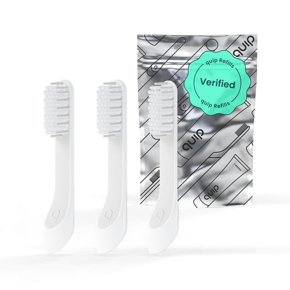 quip Sonic Toothbrush Replacement Heads for Adults - 3 Pack - Verified quip Standard Brush Head Refills for Electric Toothbrushes - Soft Bristles, Compact & Flexible - Last 3 Months Ea