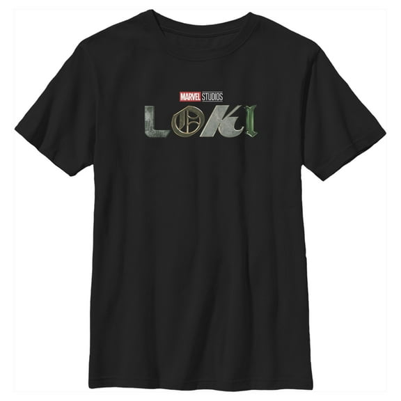 Boy's Marvel Color Loki Logo Graphic Tee Black Large