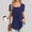 Dark Blue, variant on Short Sleeve Cute Summer Tops for Women Solid Square Neckline T-Shirts Summer Blouses