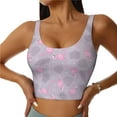 thumbnail image 2 of Haiem Flamingo Pattern Womens Sports Bra - U Neck Padded Low Impact Yoga Bra Workout Crop Top Gym Moisture-Wicking Workout Vest -, 2 of 9