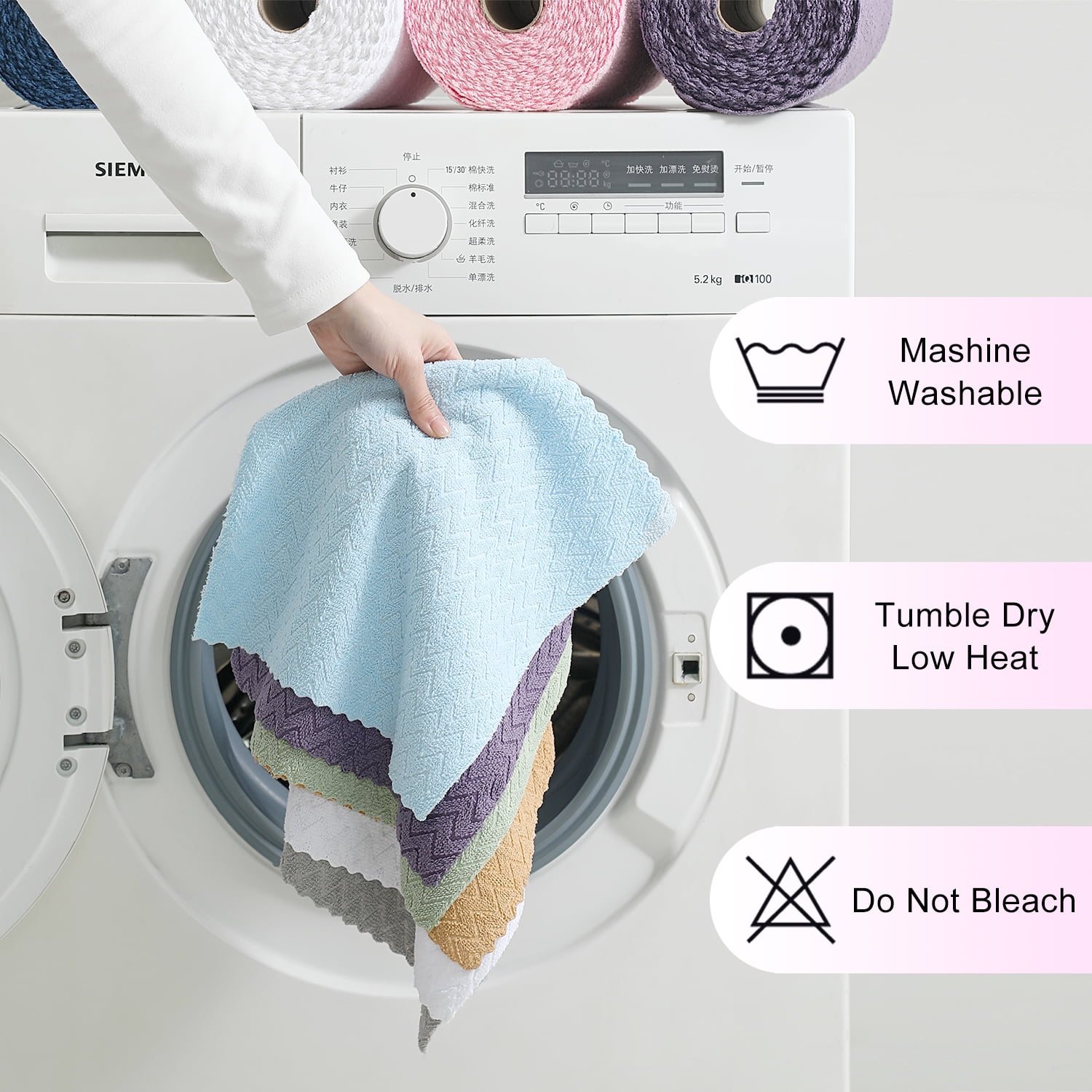 Jessy Home 80 Pack Textured Microfiber Clean Cloth Roll,Tear Away 12"x12" Reusable Paper Towel Lint Free Rags & Durable Dish Cloth, Absorbent Shop Towels for Kitchen,Car,Window