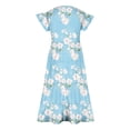 thumbnail image 4 of Zpanxa Robes d'Été pour Filles Manches Courtes Manches Volantées Col Rond Imprimé Floral Taille Poche Robe à Étages Polyester Spandex Bleu Pâle 6 Ans, 4 of 4