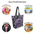thumbnail image 7 of FORMRS Womens Canvas Tote Bag with Zipper Inner Pocket Shoulder Handbag, Purple Roses, 7 of 7
