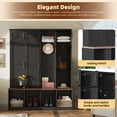 thumbnail image 3 of 75"H Farmhouse Hall Tree with Bench and Shoe Storage, 4-in-1 Entryway Bench with Coat Rack, 4 Hooks and 8 Doors for Mudroom Hallway, Black, 3 of 7