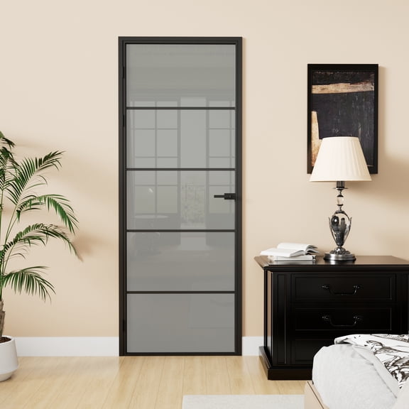 24" X 80" Interior 5-Lite Frosted Glass Aluminun Door Slab With Aluminun Jamb And Knob
