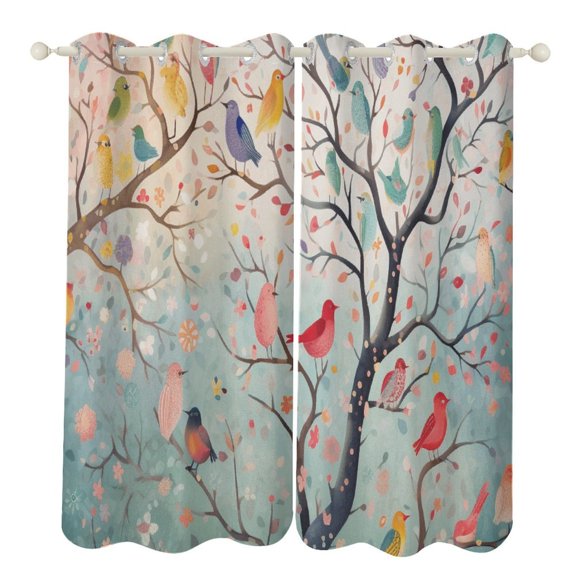 Watercolor Bird Modern Window for Living Room Curtains for Child Bedroom Kitchen Decor Blinds Drapes