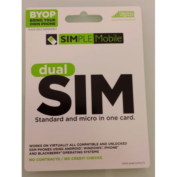 Tarjeta SIM Nano Simple Mobile paquete dual SIM