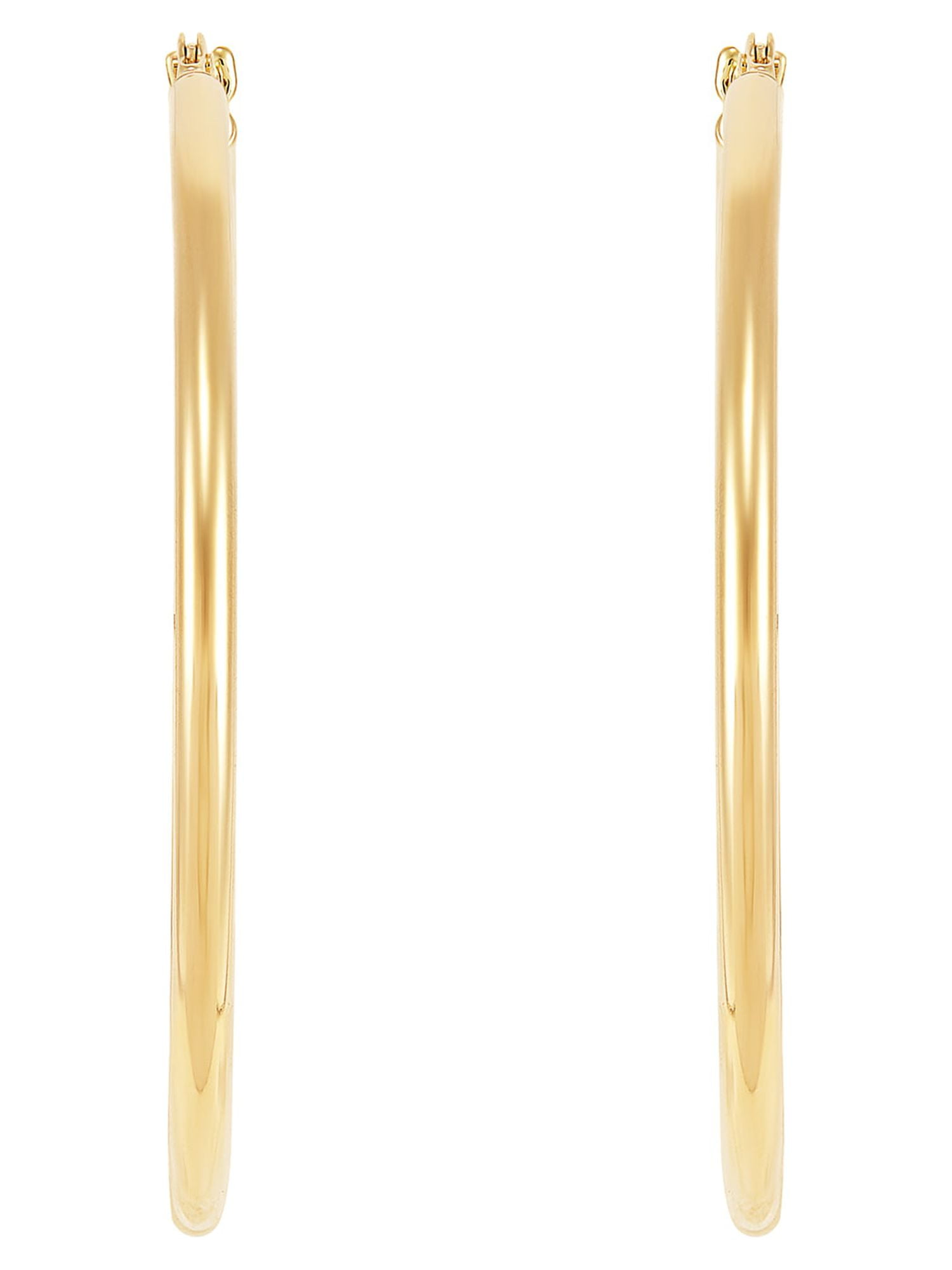 Brilliance Fine Jewelry 10K Yellow Gold 1.8MMx35MM Round Hoop with Bridge Earrings