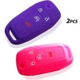 thumbnail image 3 of DOBREV Silicone 4 Buttons Smart Key Case Cover Skin Fob Holder for FORD Ford F-Series F-150 2017 2018 Ford F-Series F-250 F-350 F-450 F-550 Flip Key Fob Remote with Start Button (purple and pink), 3 of 3