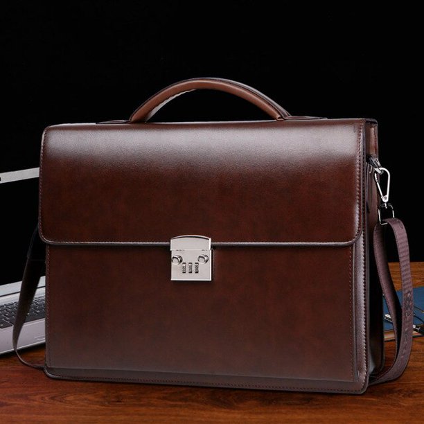 New Male Password Lock Briefcase Diagonal Package Leather Laptop