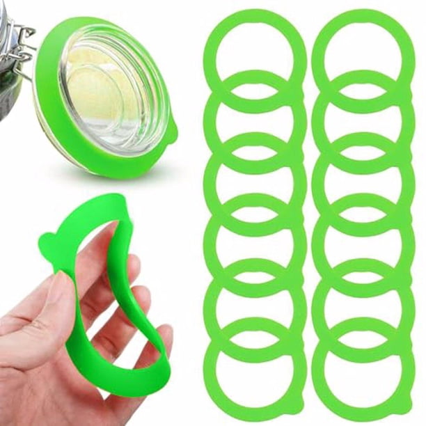 Bewildely Reemplazo de juntas de tarro de silicona de 12 piezas para sellado a prueba de fugas anillos de sellos universales para tapa de tarro Cocina y Comedor verde 97mm*70mm*2mm