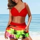 thumbnail image 1 of ICHUANYI Clearance Swimsuits For Women 2 Piece Hawaiian Tropical Print Swim Cami Bra And Ruffles Skirts Bathing Sets Beachwear(Red, XXXL) Ichuanyi Ichuanyi, 1 of 6