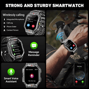 Mingdaln 2.1 AMOLED Men Military Smart watch,with Fitness Tracker/ Answer Make Calls /100+ Sport Modes/1ATM Waterproof, Mountain Travel Pedometer Watch fits for Android and Iphone Devices (Black)