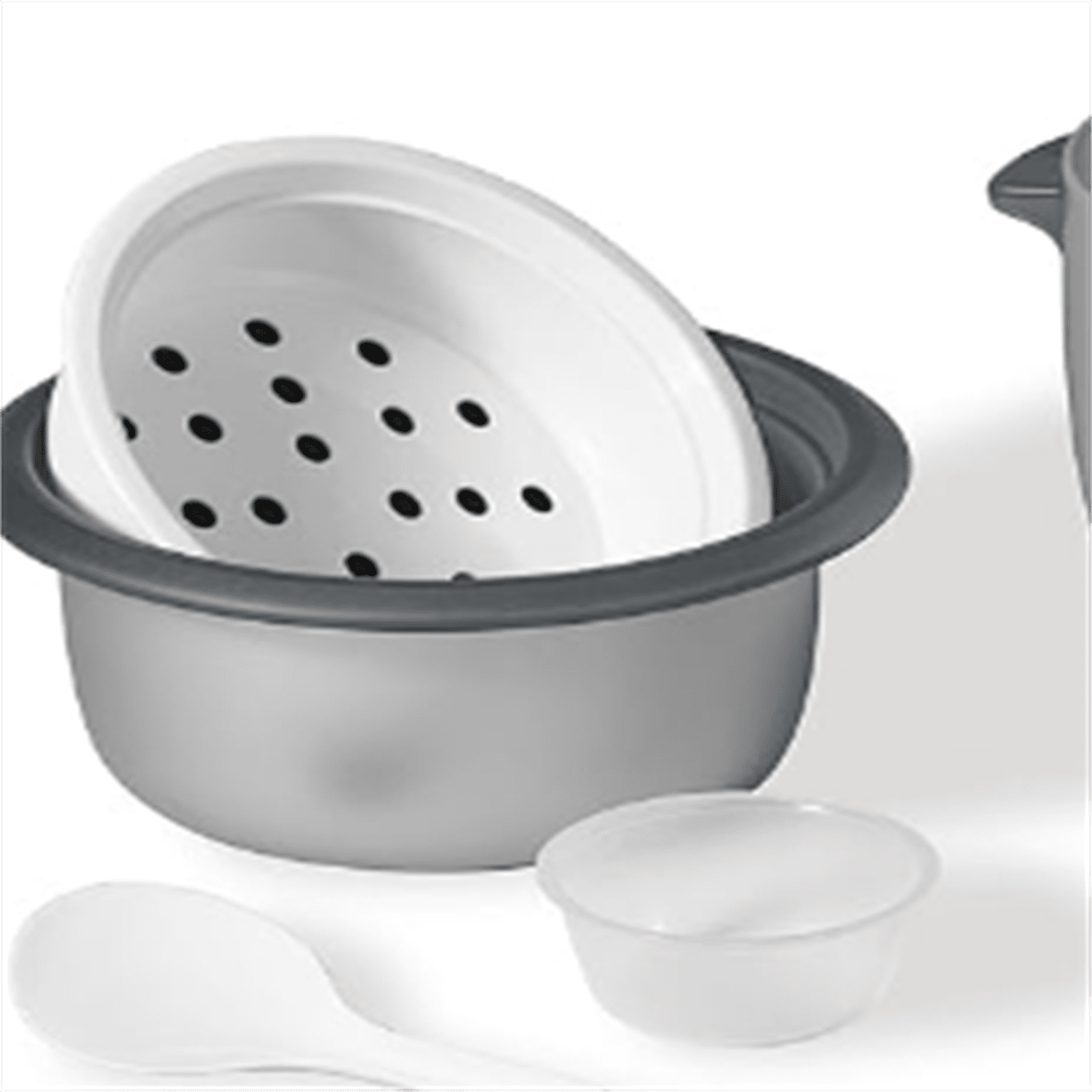 10-Cup Rice Cooker with Ceramic Coating - PFAS-Free - Clear Glass Lid- Grey