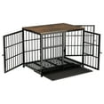 thumbnail image 2 of Bingopaw Triple Door Wooden Dog Crate Indoor, Black, Large, Removable Tray, 36.02"L x 25"W x 29.33"H, 2 of 11