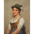 thumbnail image 2 of Hugo Kauffmann 15x18 Black Ornate Wood Framed Double Matted Museum Art Print Titled - Young Girl with a Green Hat (1886), 2 of 5