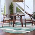 thumbnail image 4 of Teal Ombre Round Area Rug 5 FT, Non Slip Bedroom Rugs, Modern Geometric Moire Abstract Art Washable Soft Circular Carpet Non-Shedding Floor Mat for Kitchen Dining Room Foyer Balcony Dorm, 4 of 8