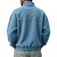 thumbnail image 3 of Oazcsf Men Full Zip Polar Fleece Jacket Fleece Stand Collar Long Sleeve Sweatshirt Winter Warm Loose Fit Outwear, 3 of 5