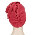 thumbnail image 4 of EnJoCho Women,s Solid Color Beaded Toe Cap Cap Space Cotton Candy Color BeadedBig Flower Hat Turban Cap, 4 of 6