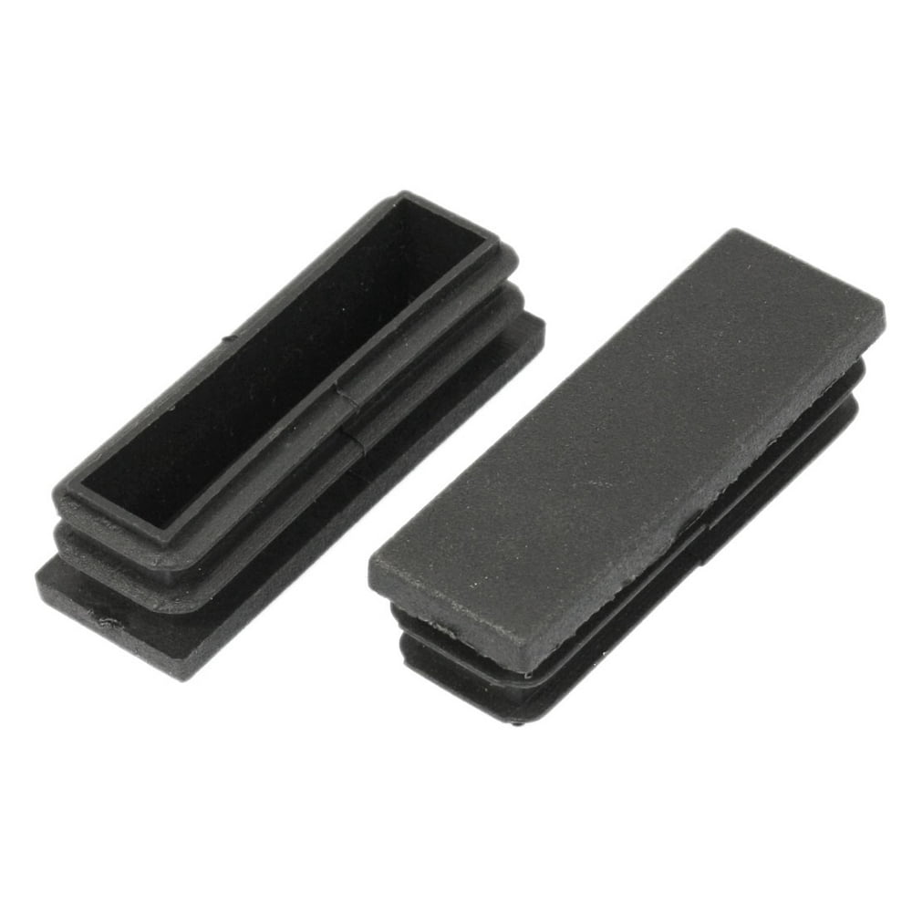 20mm x 60mm Plastic Rectangle Caps Tube Pipe Inserts End Blanking Black 2Pcs