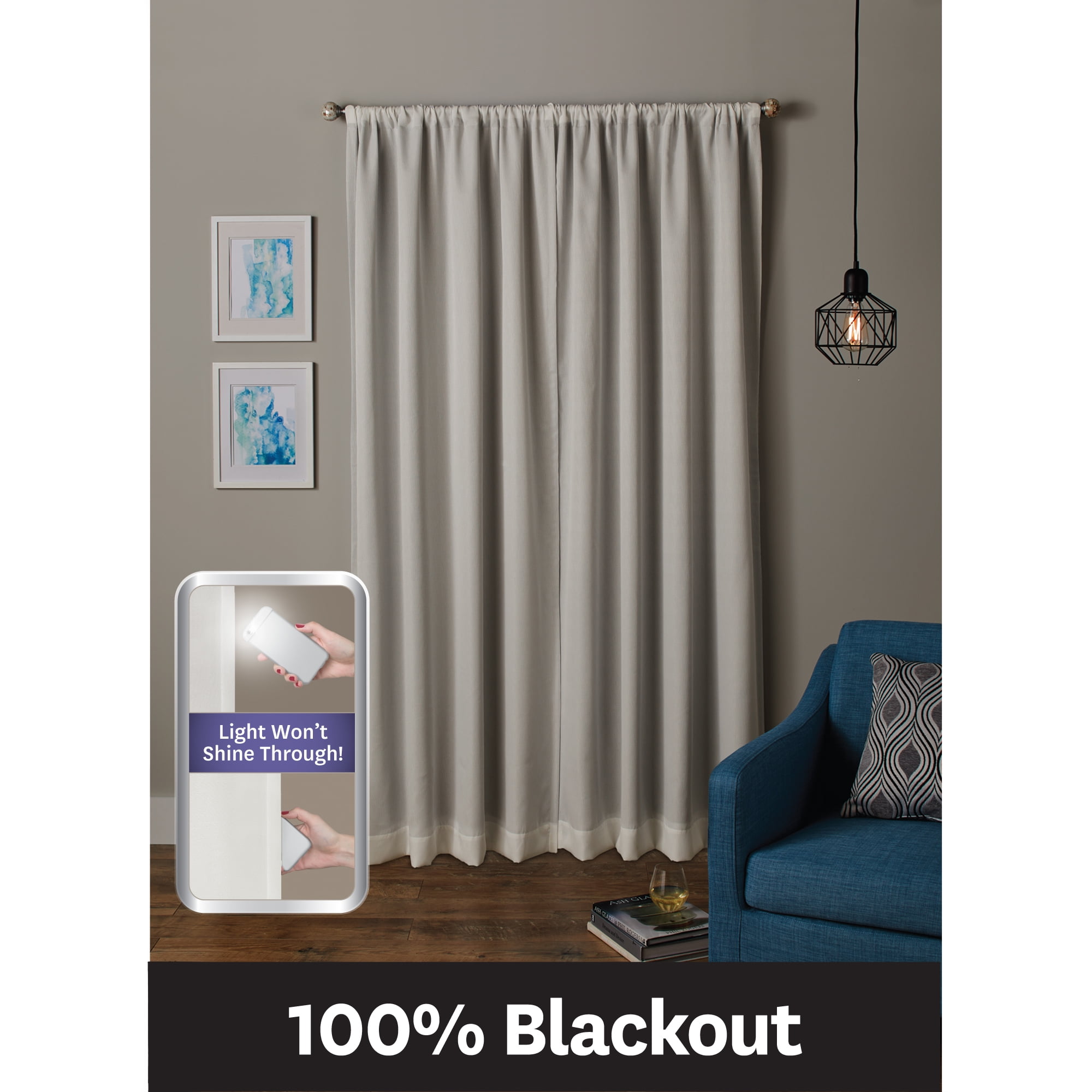 Better Homes and Gardens Ultimate Light Blocker 100 Percent Blackout Tiffany Window Curtain