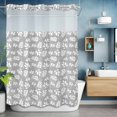 thumbnail image 6 of Leaves No Hooks Shower Curtain with Snap-in Liner Abstract Country Spring Grey White Leaf Plant Grey Shower Curtains for Bathroom, Waterproof, Easy Install, Washable 72"x84", 6 of 9