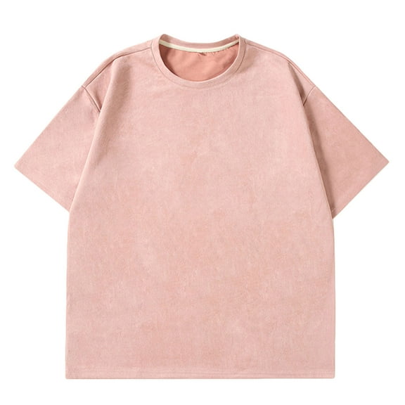 IYTR Mens T Shirts Summer Short Sleeve T Shirts Round Neck Loose Leisure Athletic Shirts Casual Comfy Solid Color Fashion Pink M