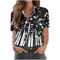 thumbnail image 1 of Pantalones Cortos para las Mujeres Impresión Sexy Cómodo Bolsillo de Manga Corta, Botón Top Blusa Camiseta, 1 of 4