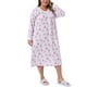 thumbnail image 4 of Noche de mujer plus size Agnes Orinda con encaje, floral, cuello en V, manga larga, pijama suave, quimono, vestido de noche, talla 2X, burdeos, 4 of 6