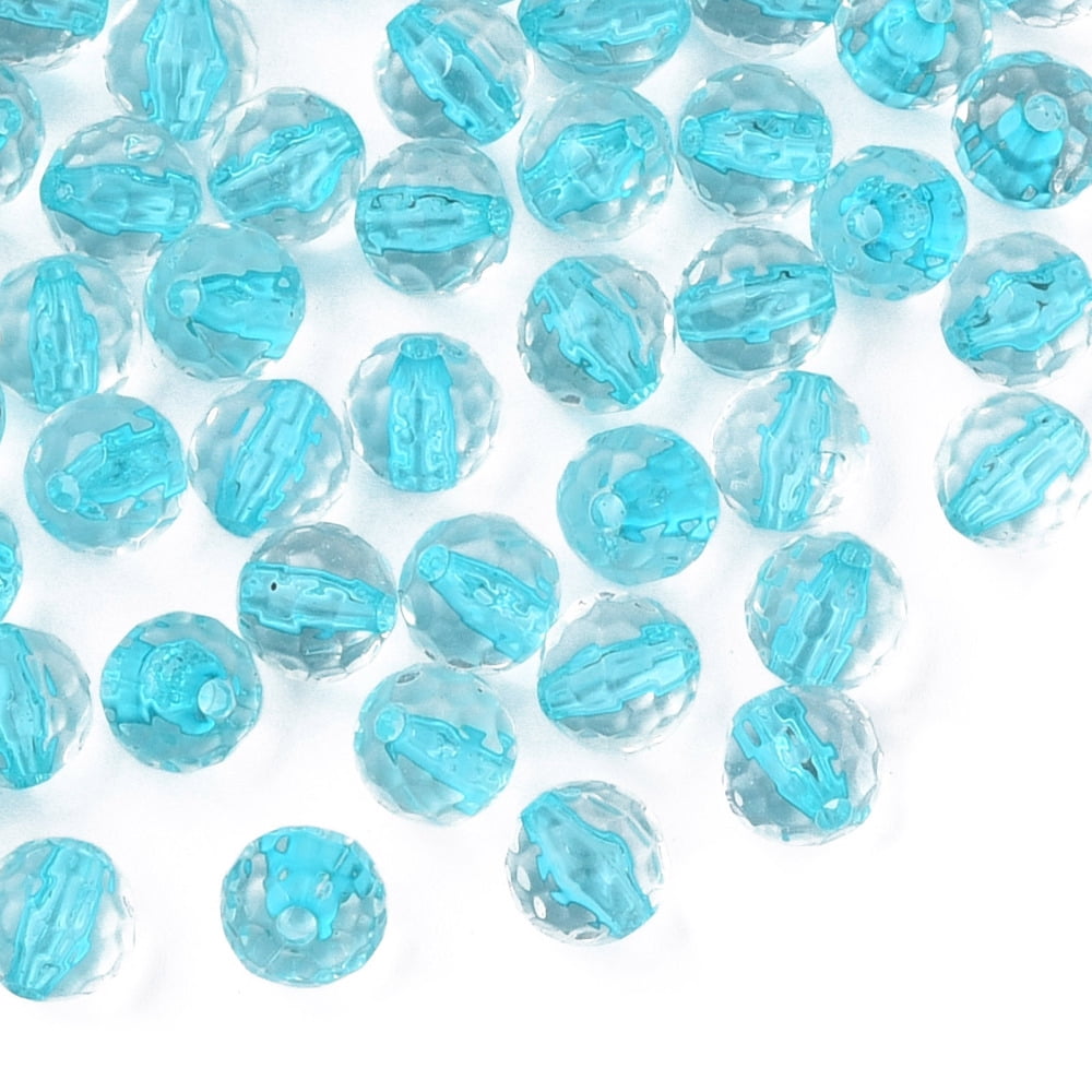 500gs Transparent Acrylic Beads Round Faceted Mixed color 8mm Hole: 1.6mm about 1810pcs/500g