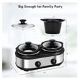 thumbnail image 6 of Dual Slow Cooker Buffet Server Food Warmer with 3 Adjustable Temperature Modes, Double Slow Cooker with 1.5 QT Ceramic Pot and Removeable Glass Lid, Dishwasher Safe, Stainless Steel, 6 of 7