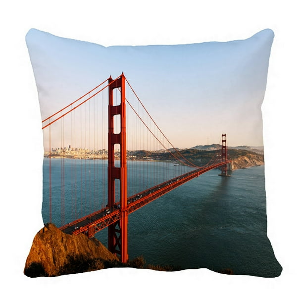 Phfzk City Pillow Case The Golden Gate Bridge And San Francisco At Sunset Pillowcase Throw Pillow Cushion Cover Two Sides Size 20x20 Inches Walmart Com Walmart Com