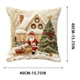 thumbnail image 3 of Christmas Decoration Embroidery Christmas Pillow Covers, Rustic Printed Design Pillow Cover for Sofa Couch Home Decor, Holiday Red Hat & scarf Santa Cushion Case, poinsettia Holly Christmas Balls, 3 of 5