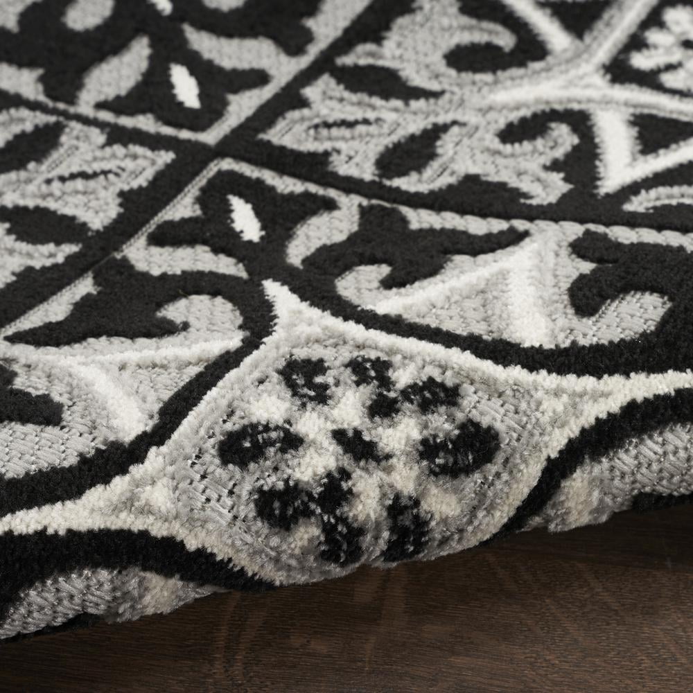 Nourison Aloha Indoor/Outdoor Black White 6' x 9' Area Rug, (6x9)