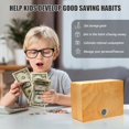 thumbnail image 4 of Money Saving Box, 2024 Upgrade Cash Vault Wooden Money Saving Challenge Box Cash Vault Piggy Bank for Adults Kids Budgeting and Savings Goals Coin Bank Reusable Wooden Money Box (Wood), 4 of 6