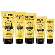Bee Bald 5-Piece Set with HEAL Aftershave Healing Balm, SHAVE Premium Shaving Cream, SCRUB Exfoliating Pre-Shave, SMOOTH Daily Moisturizer, and CLEAN Daily Cleanser