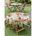 thumbnail image 3 of Outdoor Tablecloth with Umbrella Hole and Zipper, Orange Green Pumpkins Fall Round Table Cloth 54 Inch Waterproof Tablecloth, Thanksgiving Botanical Vintage Picnic Table Cover for Patio Camping, 3 of 7