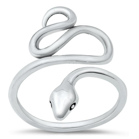Open Adjustable Snake Serpent Ring .925 Sterling Silver Band Jewelry Female Male Unisex Size 10