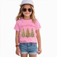 thumbnail image 2 of sdbrld Christmas Shirts for Kids Girl Xmas Cute Graphic Tshirts Cartoon Short Sleeved Tee Tops Pink Sizes 5-6 Years, 2 of 6