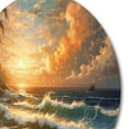 thumbnail image 3 of Designart "Seaside Serenity Orange Green III" Beach Metal Round Wall Art, 3 of 5