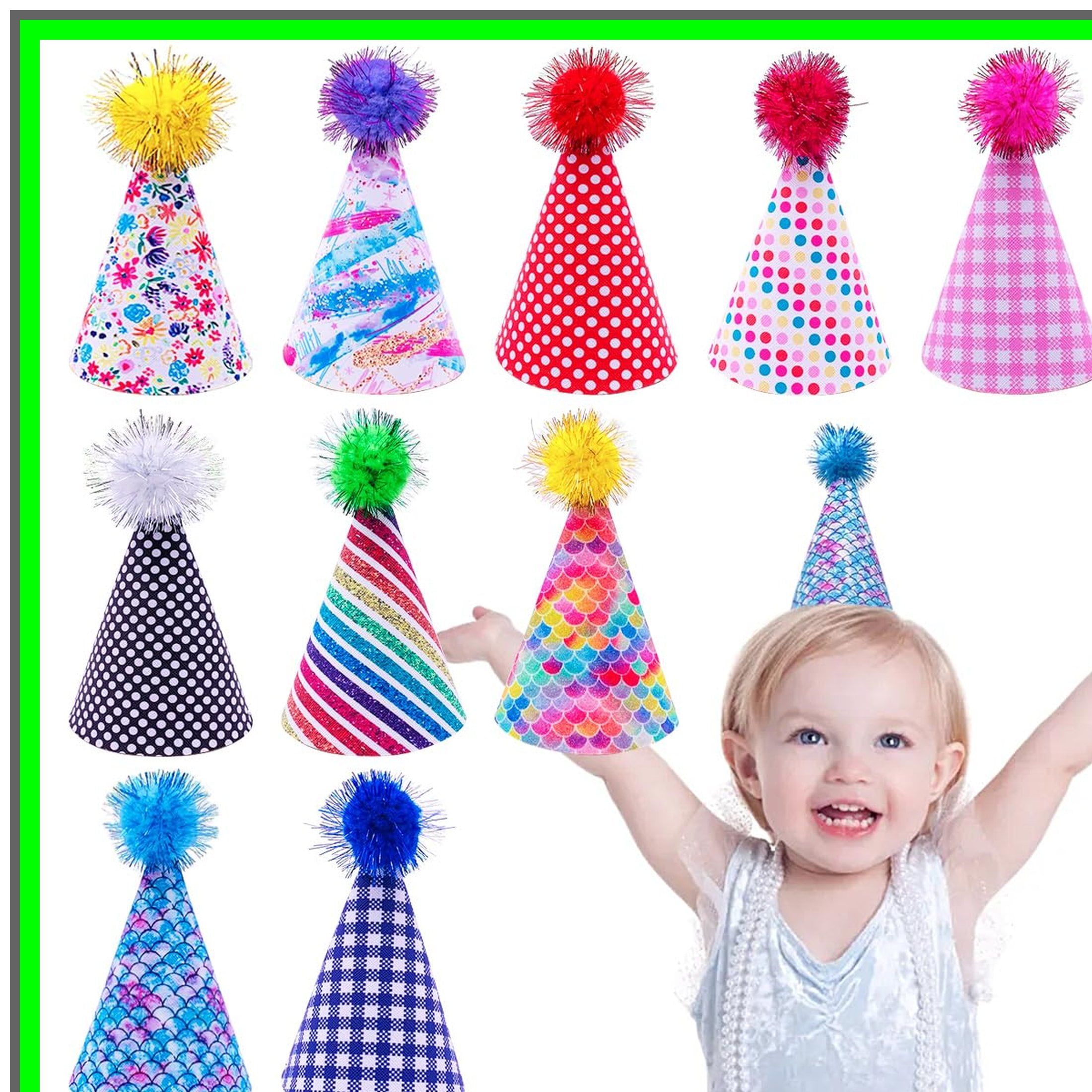 Pai Sence Large Party Hats For Kids Adults Glitter Party Hats With Pom Poms Reusable