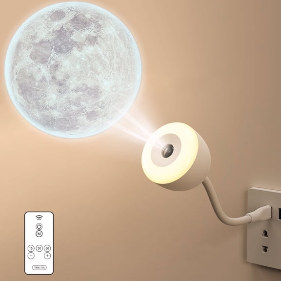 Moon Projector Night Light, Plug in USB Night Light Moon Lamp Projection with Remote & Timer, Dimmable Moon Night Lamp for Bedroom Kids Room Decor, Unique Christmas Gifts for Girls Boys Teen