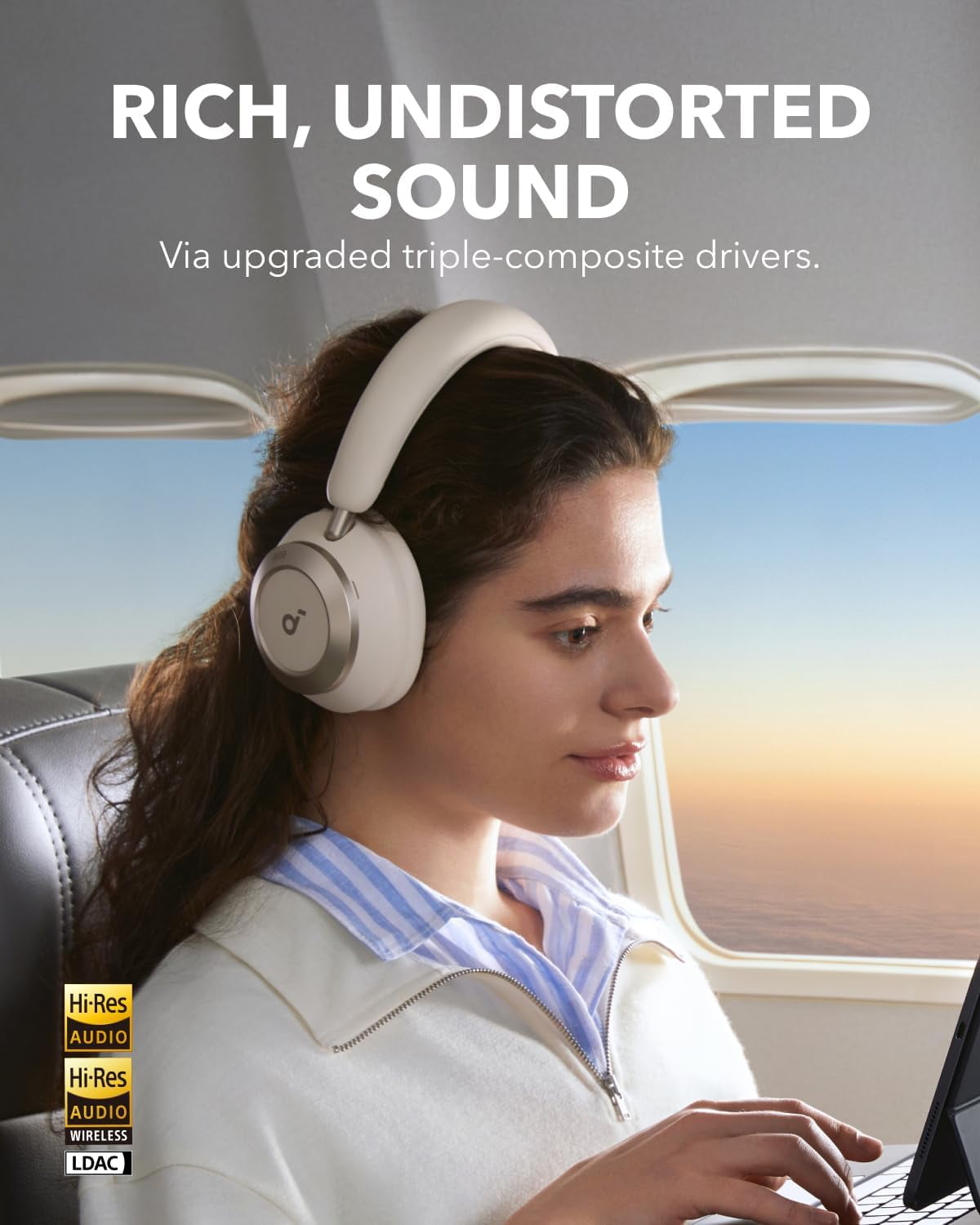 Soundcore Space One Pro by Anker, Adaptive Active Noise Cancelling Headphones Driven by 6 Mics