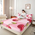 thumbnail image 4 of Castle Fairy Kawaii Cherry 4-Piece Full Size Sheets,Geometric Plaid Bed Sheets,Fresh Fruit Lightweight Sheet Sets,Breathable Kawaii Home Decor, 4 of 7