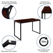 Flash Furniture Tiverton Industrial Modern Desk - مكتب الصف التجاري مكتب الكمبيوتر ومكتب المنزل - 47 Long (Mahogany / Black)